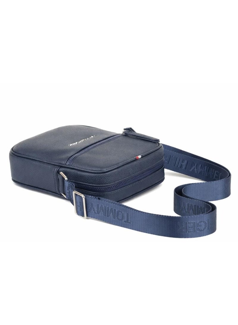 Hilfiger Denim Tommy Hilfiger Men’s Elevated Logo Crossbody Reporter Bag – Navy Blue - Image 4